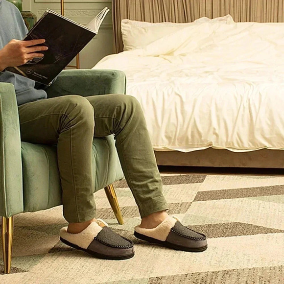 Men\'s Cozy Memory Foam Slippers,Fuzzy Wool-Like Plush Fleece Lined House Slipper main image 8